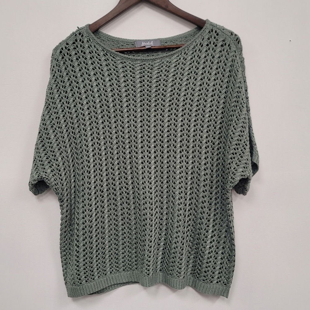 Green Open Knit Forest Fairy Sweater Size S Oversized Dolman Grunge Goblicore‎